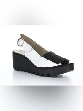 Fly London BIND Wedge in Black and White, Size 37